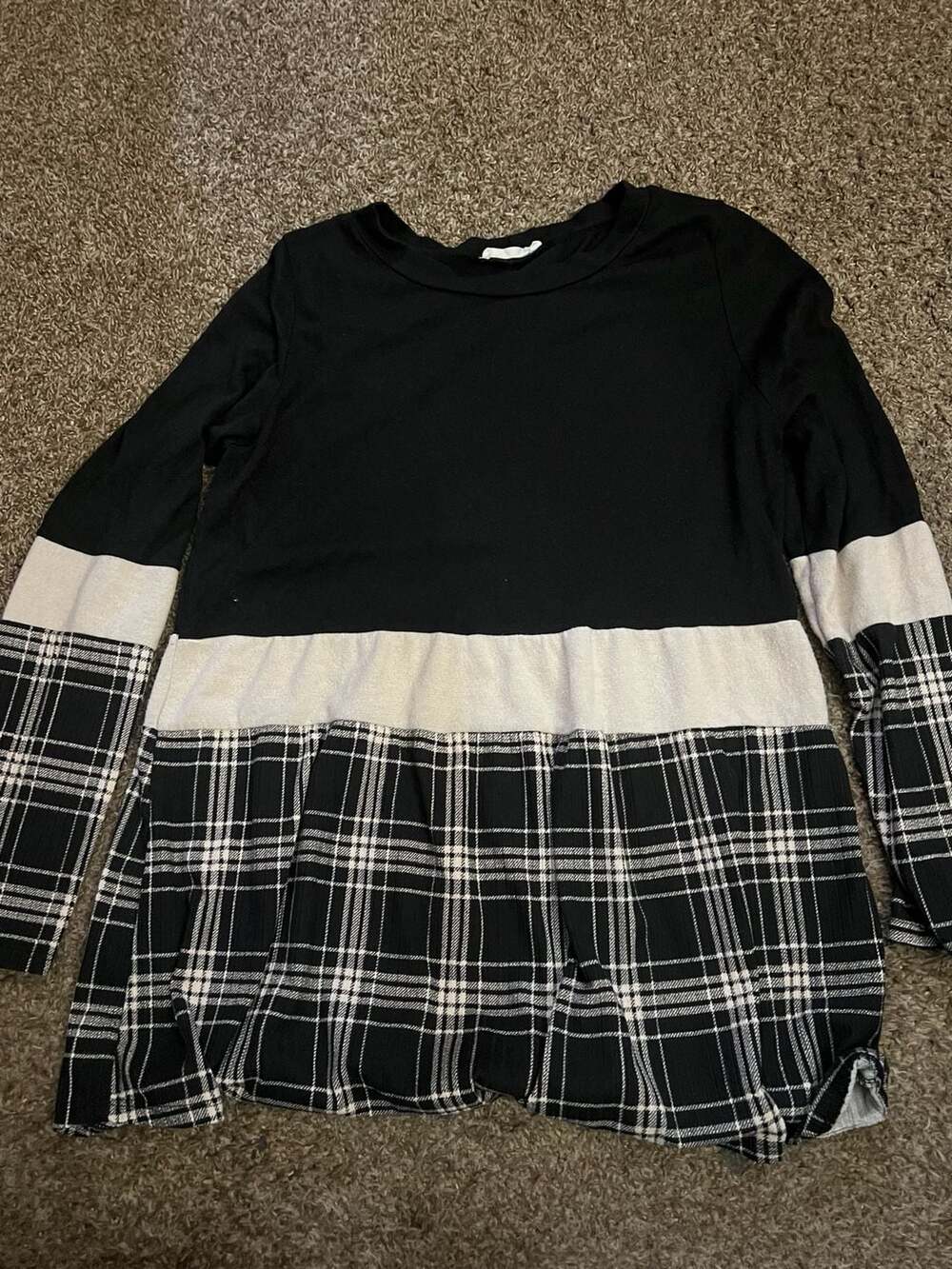 First Look Black and White Plaid Dress Size M